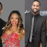 Jey Uso and his wife Takecia Travis at two different events — one formal photoshoot and one at WWE Evolution