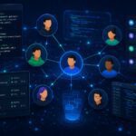 ProgramGeeks Social platform showing developer community collaboration with code sharing, project hubs, and networking tools