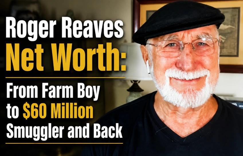Roger Reaves net worth: Portrait of Roger Reaves, the former drug smuggler pilot, with headline "From Farm Boy to $60 Million Smuggler and Back"