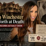 Sarah Winchester net worth at death infographic showing $20 million vs $1.37 million official probate record from Santa Clara County 1922