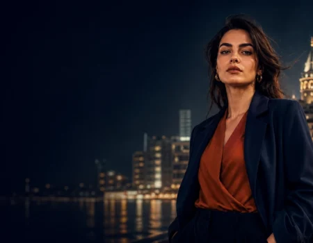 A confident Turkish woman in an urban Istanbul setting representing the cultural meaning and social discussion around the term utanmazkızkar in modern Turkey