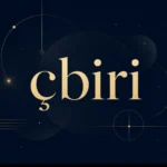 Visual representation of the word çbiri with abstract digital design elements on a dark background