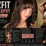 Cdzfit biography infographic showing early life, fitness career, net worth, and private life details of fitness influencer Claudia Elizabeth