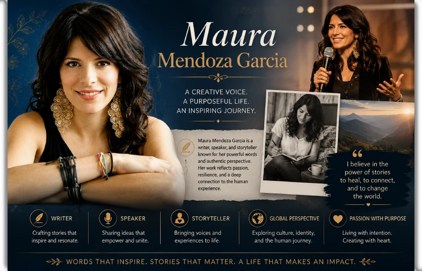 Maura Mendoza Garcia — writer, speaker, and storyteller known for her powerful words, global perspective, and passion for human connection