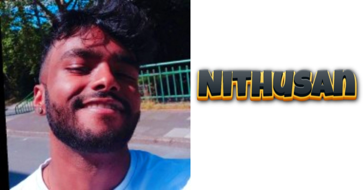 Nithusan name displayed in golden text overlay on photo, showing the popular Tamil name meaning God's gift and King