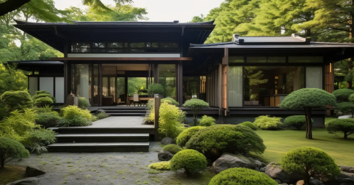Modern home exterior with large windows and beautiful landscaping featured on https// mobilehomeexteriors.com design guide