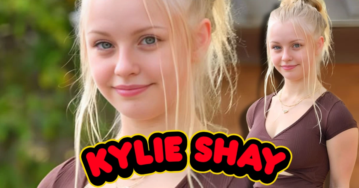 A professional photo of actress and model Kylie Shay smiling at the camera.