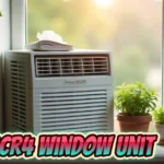 akw 06cr4 window unit installed in home window with plants nearby, showing white air conditioner in bright natural lighting