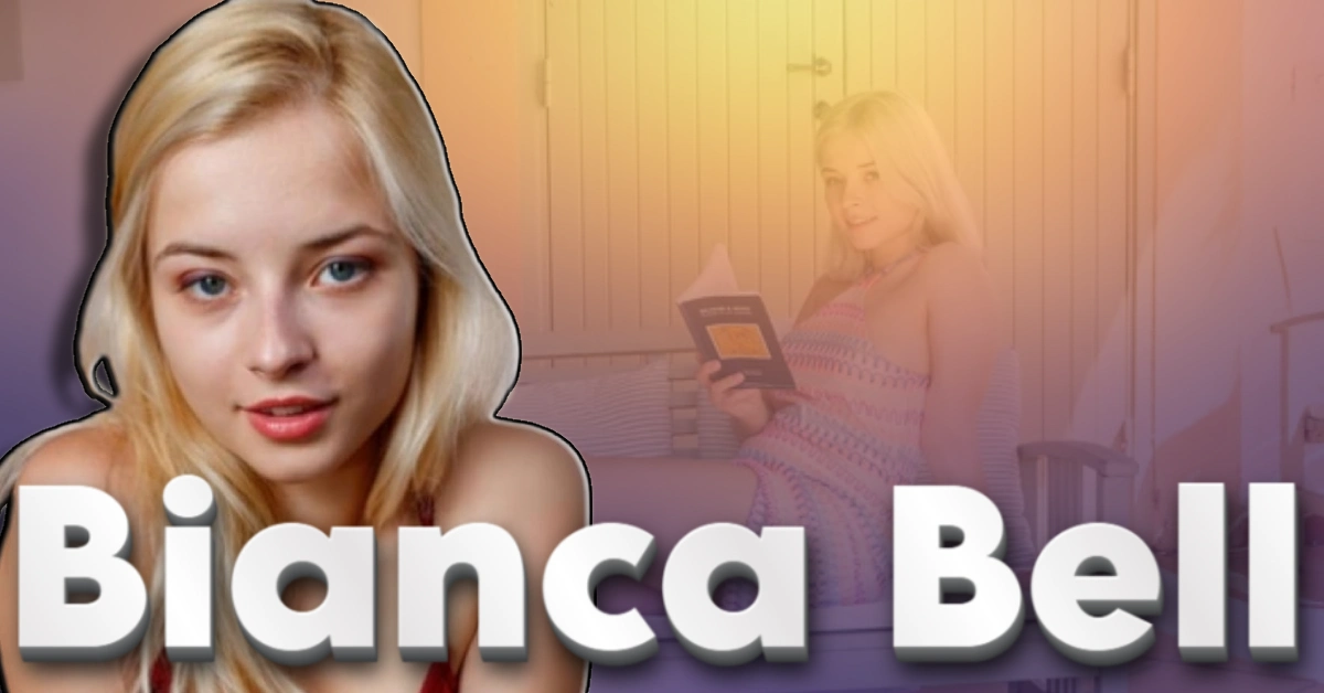 Bianca Bell TikTok star profile photo with text overlay and mobile phone background showing social media content creation