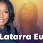 Latarra Eutsey, mother of Lil Meech and successful Florida real estate agent, featured in professional portrait with golden lighting