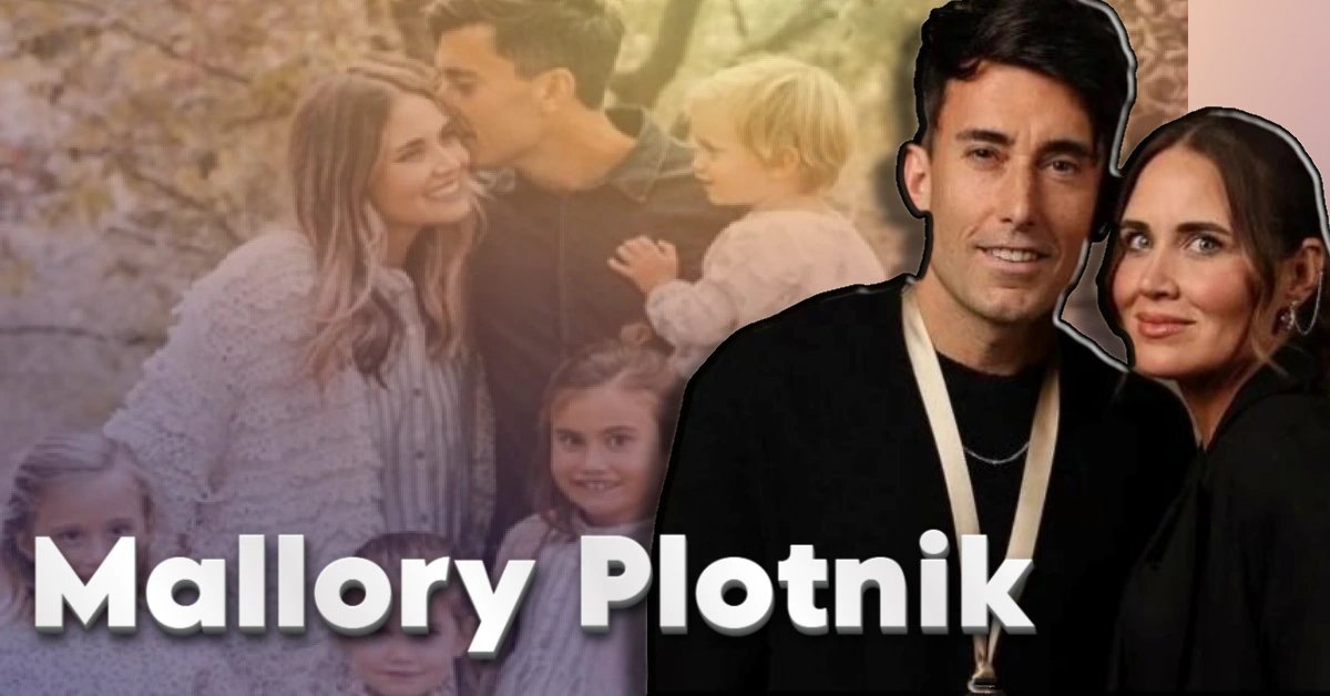 Mallory Plotnik family photo with Phil Wickham and their children, alongside a formal couple photo showing their strong Christian marriage and family life