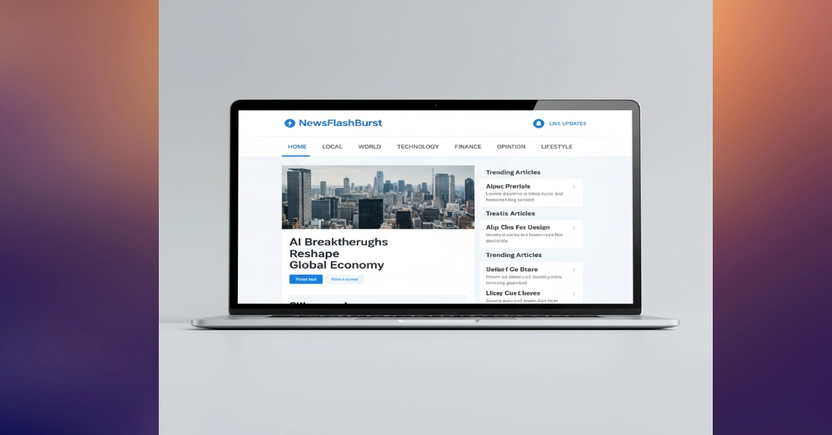 NewsFlashBurst com homepage interface showing clean design and real-time news updates