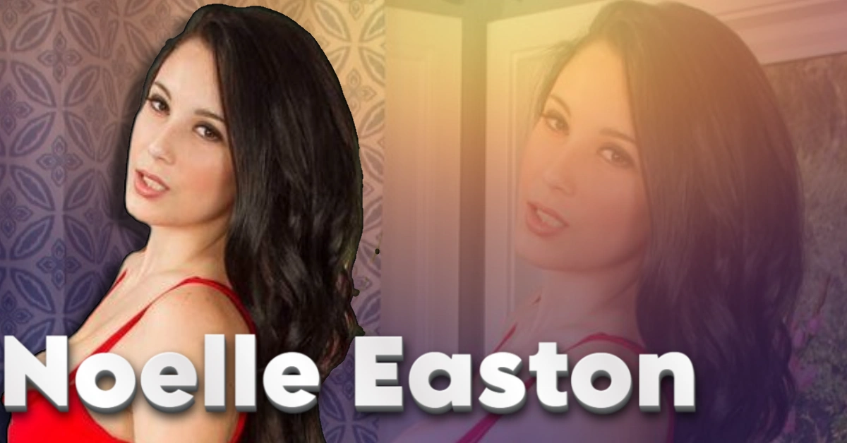 Noelle Easton professional portrait photo showing the American actress and model in red outfit against decorative background