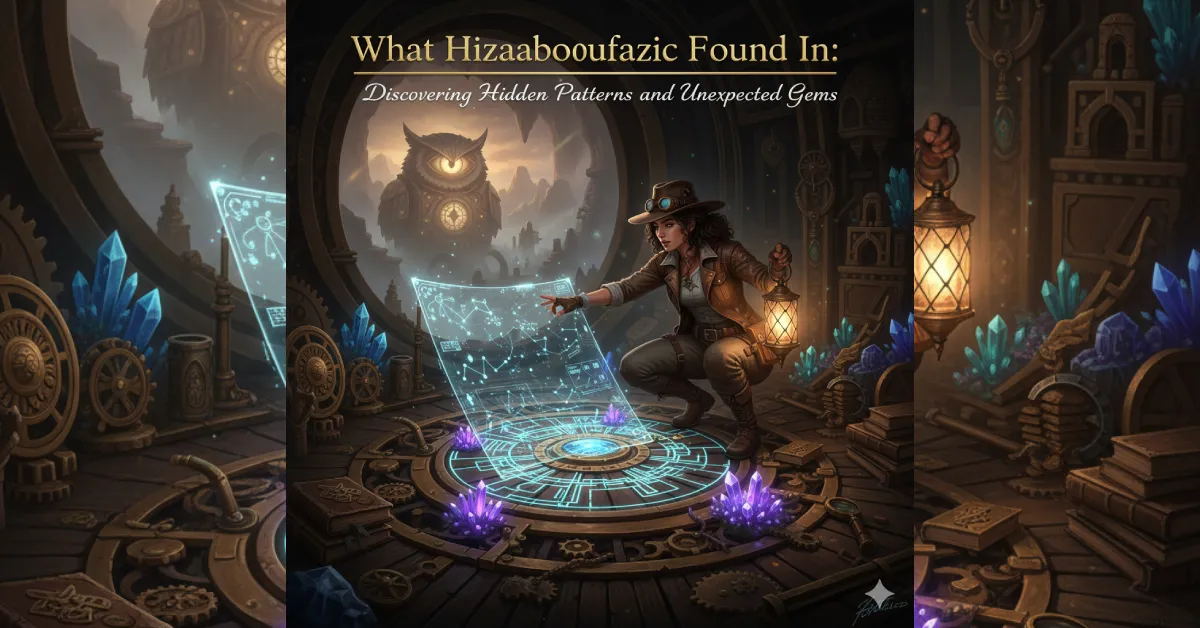 Explorer discovering what hizzaboloufazic found in hidden data patterns using mystical holographic maps and ancient artifacts