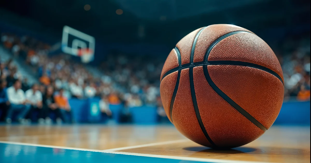 Basketball on court demonstrating Zuyomernon system basketball positioning and spacing techniques