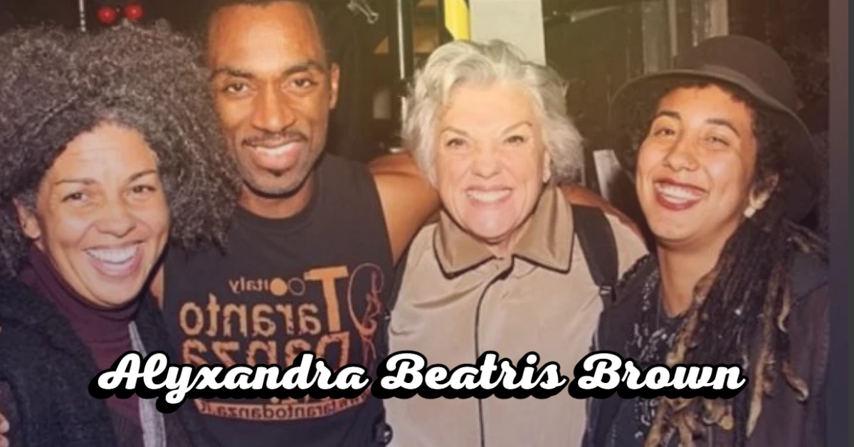 Alyxandra Beatris Brown with her family including parents Georg Stanford Brown and Tyne Daly at a family gathering