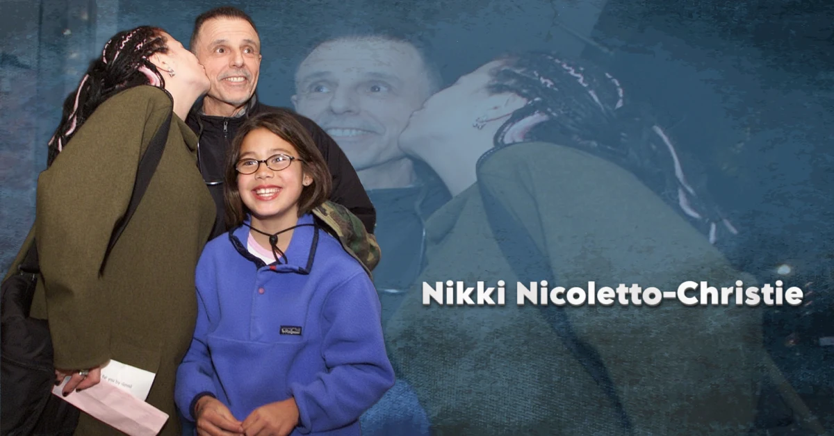 Nikki Nicoletto-Christie with George Christie and their daughter at a public event in Ventura County